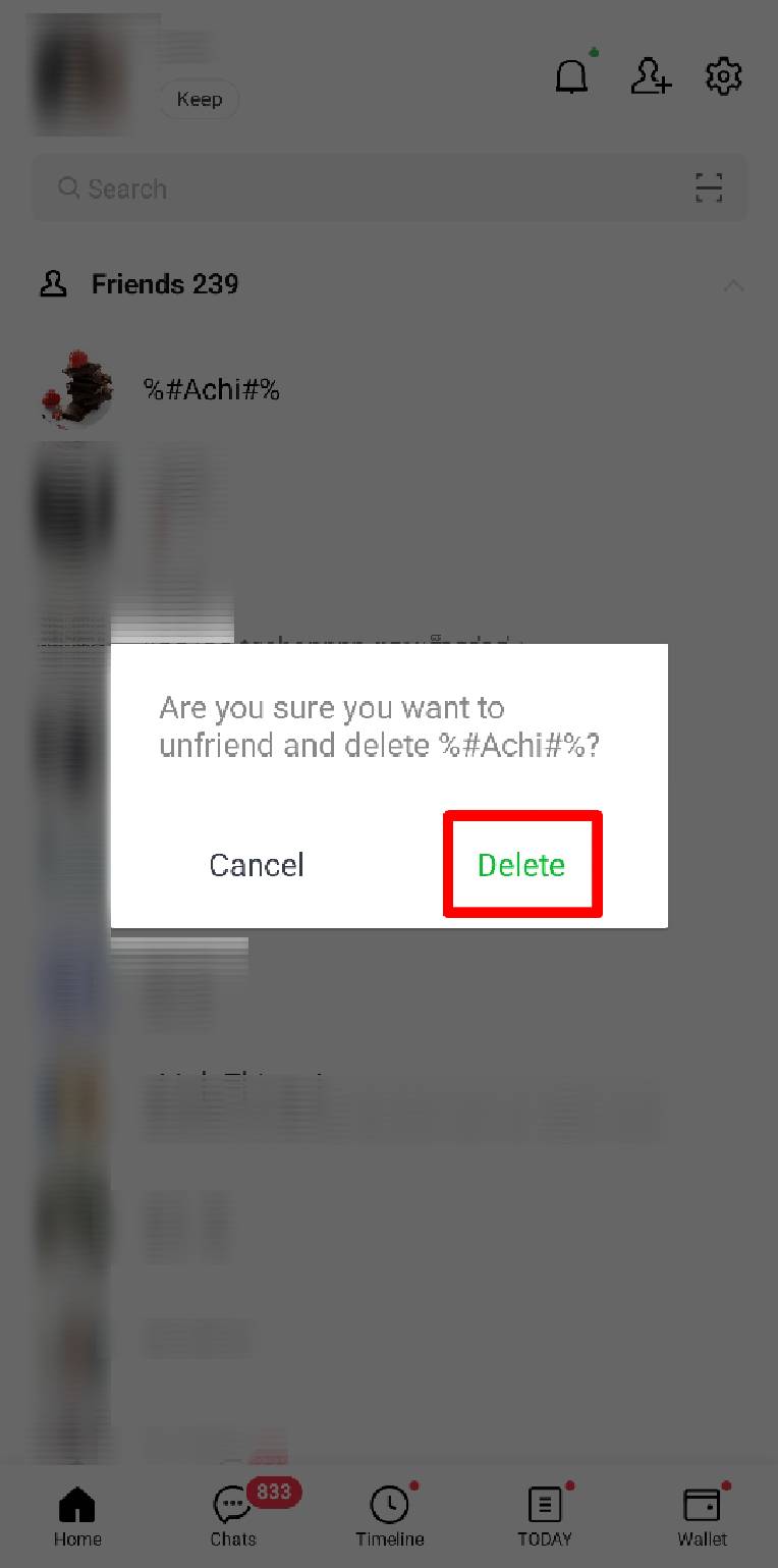 ลบเพื่อน3